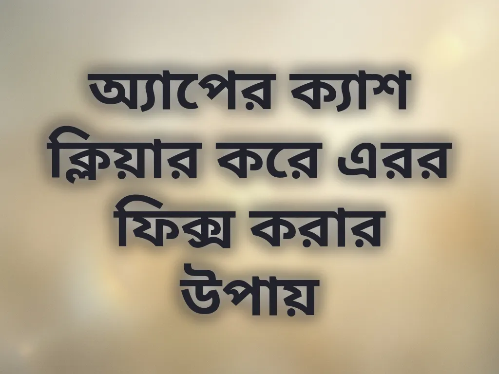 অ্যাপের ক্যাশ ক্লিয়ার করে এরর ফিক্স করার উপায়